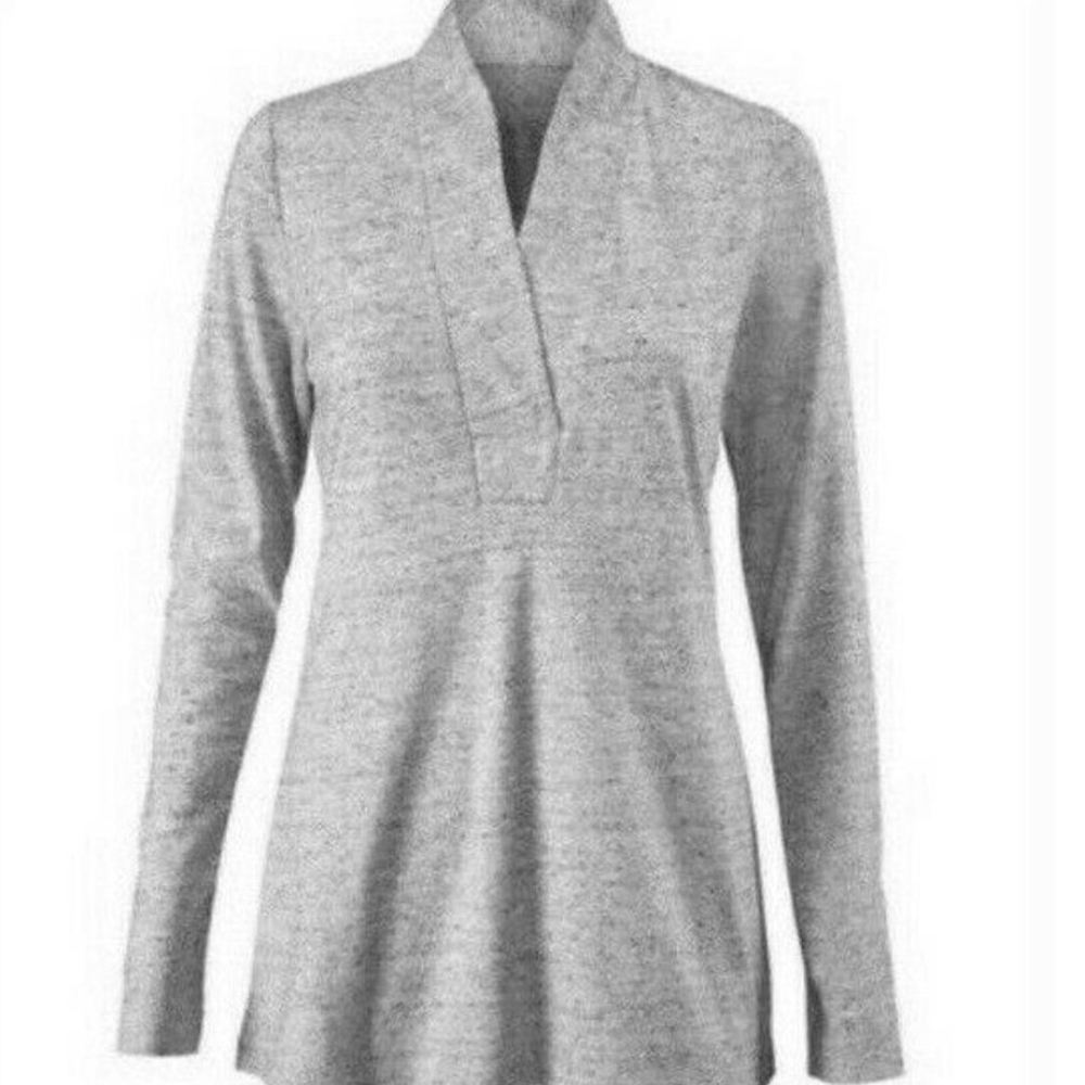 CAbi Gray Long Sleeve V-neck Tunic Top Size SM